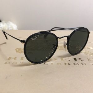 Rayban Black Polarized Circular Sunglasses
